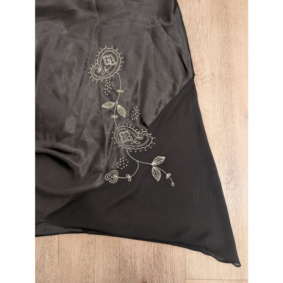 Vintage 90s Y2K Asymmetrical Midi Dress Midnight Garden Whimsigoth Satin Slip L - Picture 3 of 8